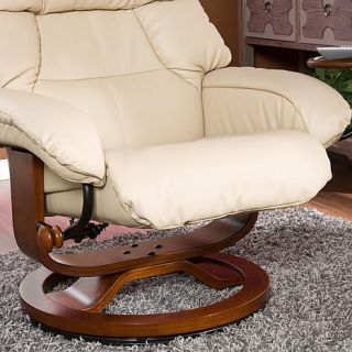 Taupe Bonded/Reconstituted Leather Recliner and Ottoman