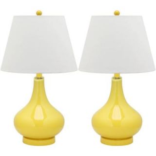 Safavieh Amy 24 in. Yellow Gourd Glass Lamp (Set of 2) LIT4087H SET2