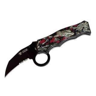 Zombie Killer Black/ Red Handle Spring Assisted Knife   16104399