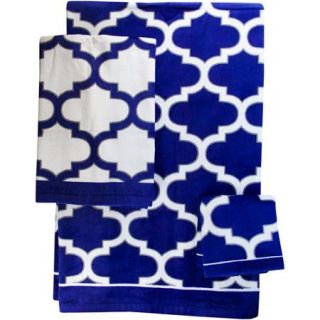 Mainstays Fretwork Navy/White Towel Towel Collection