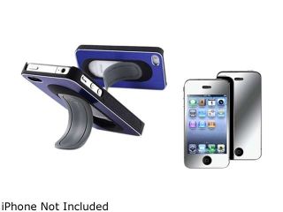 Insten Blue Snap on Wrap Case w/ Stand & Mirror Screen Protector for iPhone 4 / 4S 683675
