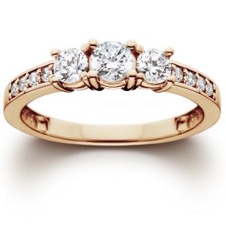 14k White Gold 1ct TDW Diamond 3 stone Vintage Engagement Ring (H I