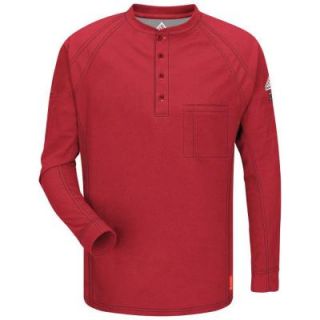 Bulwark iQ Men's RG Large Red Long Sleeve Henley QT20RDH RG L