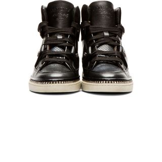 Jimmy Choo Black Reptile Leather Barlowe High Top Sneakers