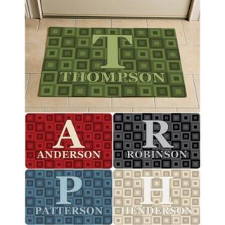 Personalized Square Initial and Name Doormat, 24" x 36", Available in Multiple Colors