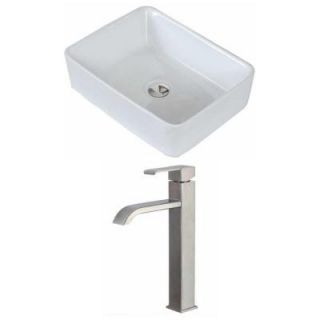 American Imaginations Rectangle Vessel Sink Set in White with Deck Mount cUPC Faucet AI 14954