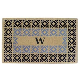 Creative Accents Crispin Blue and Black 22 in. x 36 in. HeavyDuty Coir Monogrammed W Door Mat 02403W