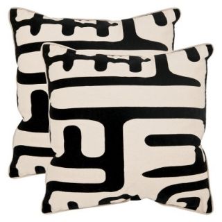 Safavieh 2 Pack Abstract Throw Pillow   Black/White