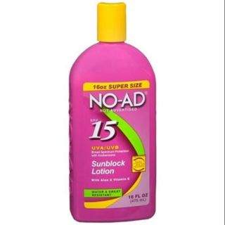 NO AD Sunscreen Lotion, SPF 15 16 oz (Pack of 6)