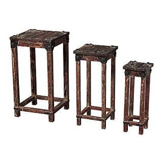 Sterling Industries 58251 10035 S39 Set of 3 Square Horizonte Stacking Tables, Dark Brown