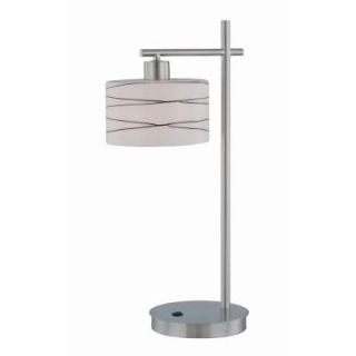 Illumine 24.25 in. Polished Steel Table Lamp with Frost Glass and Black Lines CLI LS445104