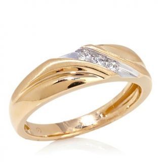 10K Yellow Gold Slant Band Wedding Ring with 3 Diamond Accent   7922166