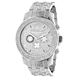 Luxurman Mens Iced Out 1ct Diamond Watch Metal Band plus Extra