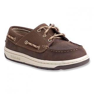 Timberland Ryan Springs Leather and Fabric Boat Shoe  Boys'   Dark Brown Smooth