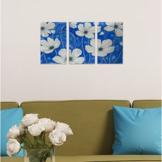 Stupell Industries White Petals on Blue 3 pc Wall Plaque Set