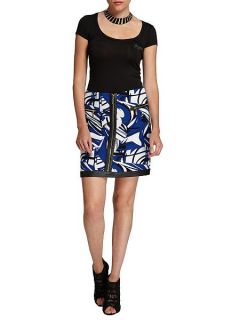 Morgan Graphic patterned zipped skirt Black