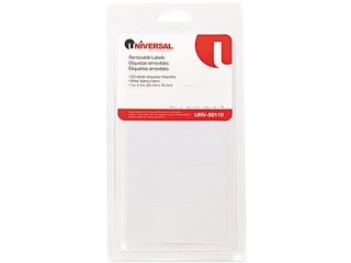 Universal 50110 Self Adhesive Removable Labels  1 x 3  White  250 per Pack