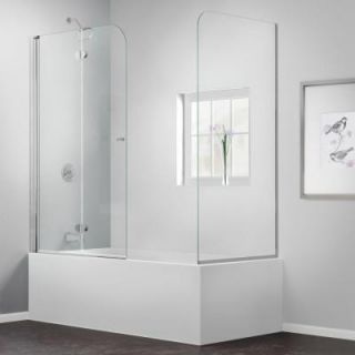 DreamLine AquaFold 56 to 60 in. x 58 in. Semi Framed Hinged Tub Door with Return Panel in Chrome SHDR 3636580 RT 01