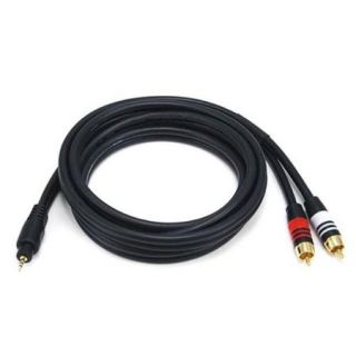 6ft Premium 2.5mm Stereo Male to 2RCA Male 22AWG Cable (Gold Plated)   Black (5606)