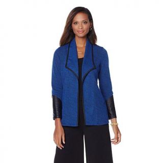 Slinky® Brand Boucle Jacket with Faux Leather Trim   7869019