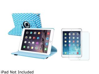 Insten Blue/White Polka Dot Folio 360 degree Swivel Leather Case Cover with Clear Screen Protector Guard for iPad Air 2 2013976   Laptop Cases & Bags