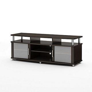 South Shore™ City Life 22 x 59 x 19 TV Stand with Glass Doors, Chocolate