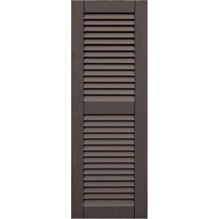 Winworks Wood Composite 15 in. x 43 in. Louvered Shutters Pair #641 Walnut 41543641