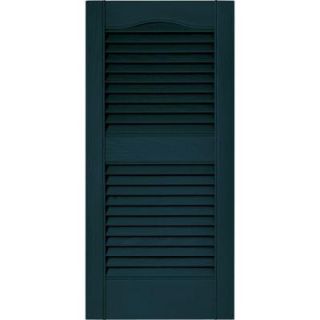 Builders Edge 15 in. x 31 in. Louvered Vinyl Exterior Shutters Pair in #166 Midnight Blue 010140031166