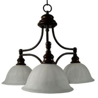 Yosemite Home Decor Broadleaf Collection 3 Light Dark Brown Hanging Chandelier with Frosted Marble Glass Shade 5033 3DB