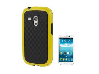 Cube Pattern Plastic Frame + Black TPU Protection Case for Samsung Galaxy S3 mini / i8190(Yellow)