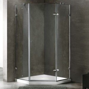 VIGO Industries VG6061CHCL40WS Shower Enclosure, 40 x 40 Frameless Neo Angle 3/8" w/Low Profile Base   Clear/Chrome