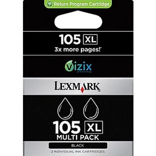 Lexmark 105XL Black Return Program Ink Cartridges (14N1180), High Yield 2/Pack