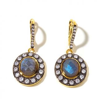 AKKAD "Oh So Real" Labradorite and CZ Oval Drop Earrings   7875833