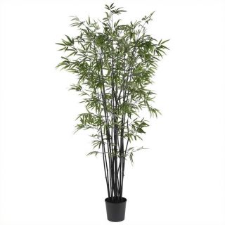 Nearly Natural 6.5' Black Bamboo Silk Tree in Green   5277