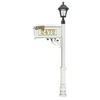 QualArc LMCV 700 SL WHT Mailbox, Post in white color, w/ Vinyl numbers on mailbox, white support bra