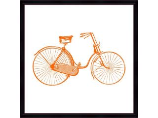Orange On White Bicycle by Veruca Salt Framed Art, Size 36.5 X 36.5