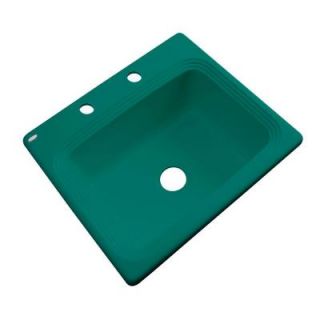 Thermocast Rochester Drop In Acrylic 25 in. 2 Hole Single Bowl Kitchen Sink in Verde 25242
