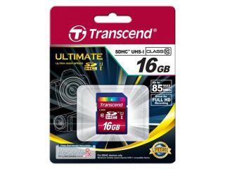 Transcend 16GB Ultimate SDHC Class 10 UHS I 85MB\Sec Memory Card Model TS16GSDHC10U1