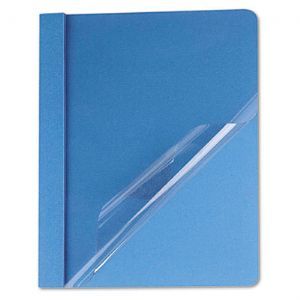 Clear Front Report Cover, Tang Fasteners, Letter Size, Light Blue, 25/Box