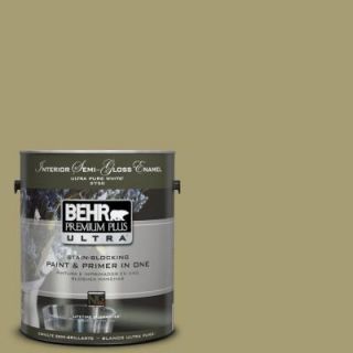 BEHR Premium Plus Ultra 1 gal. #PPU9 4 Fresh Olive Semi Gloss Enamel Interior Paint 375301