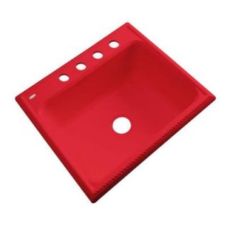 Thermocast Wentworth Drop In Acrylic 25 in. 4 Hole Single Bowl Kitchen Sink in Red 27464