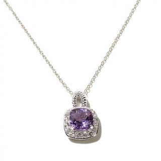 Ravenna Gems Gemstone and White Topaz Sterling Silver Cushion Pendant with 18"    7889872