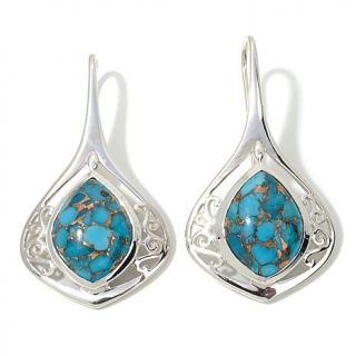 Himalayan Gems™ Turquoise Ornate Sterling Silver Drop Earrings   7410193