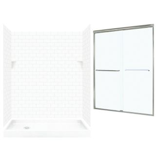 Swanstone White Solid Surface Wall and Floor 5 Piece Alcove Shower Kit (Common: 60 in x 32 in; Actual: 72.5 in x 60 in x 32 in)