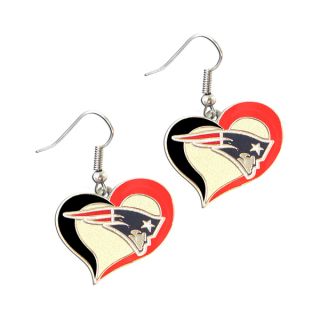 NFL New England Patriots Swirl Heart Shape Dangle Logo Earrings