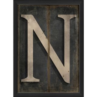 Letter N Framed Textual Art in Black and Gray