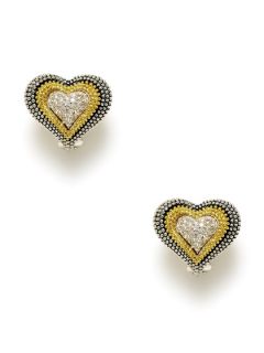 Diamonds & Caviar Two Tone Heart Earrings by Lagos