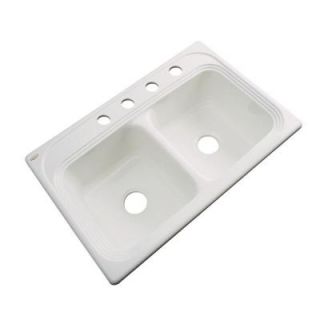 Thermocast Chesapeake Drop In Acrylic 33 in. 4 Hole Double Bowl Kitchen Sink in Natural 43404