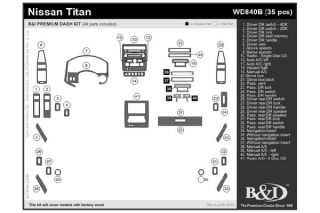 2008 2015 Nissan Titan Wood Dash Kits   B&I WD840B DCF   B&I Dash Kits