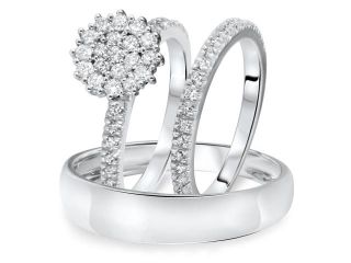7/8 CT. T.W. Diamond Ladies Engagement Ring, Wedding Band, Men's Wedding Band 